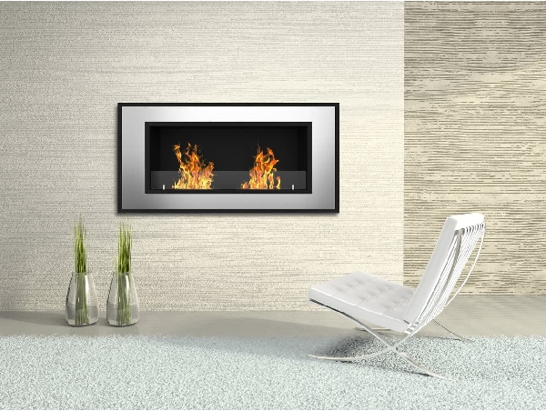 wall mounted recessed fireplace