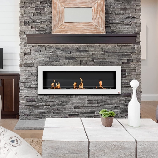 white ethanol fireplace